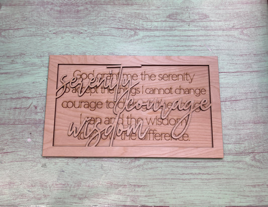 Serenity Prayer  Sign Laser Cut / Engraved Wooden Blank