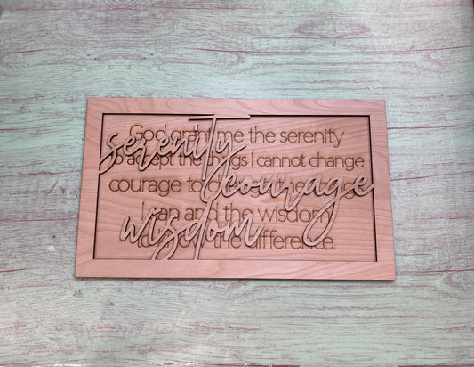 Serenity Prayer Sign Laser Cut / Engraved Wooden Blank