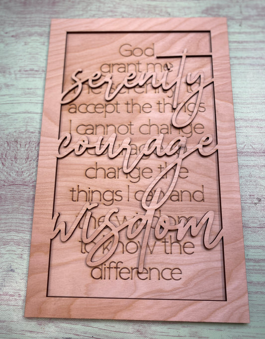 Serenity Prayer Sign Laser Cut / Engraved Wooden Blank